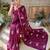Kimisha women's wine georgette sequence saree with unstitched blouse piece