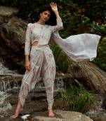 Winter Walk Green Dhoti Saree & Blouse Set