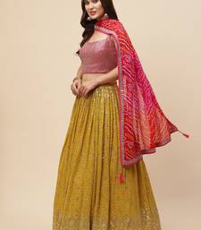  mustard sequins georgette haldi lehenga set choli with dupatta