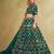 Fascinating Green Embroidered Silk Bridal Lehenga Choli With Dupatta