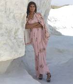 Carnation Pink Saree Set With Jacket