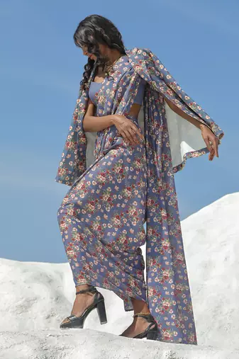 Persian Blue Saree Set