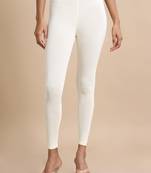 Hassu's women white single jersey solid slim fit ankle length legging