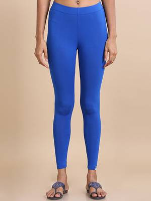 Hassu's women ink blue single jersey solid slim fit ankle length legging 1