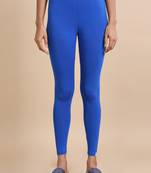 Hassu's women ink blue single jersey solid slim fit ankle length legging