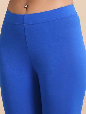 Hassu's women ink blue single jersey solid slim fit ankle length legging 5