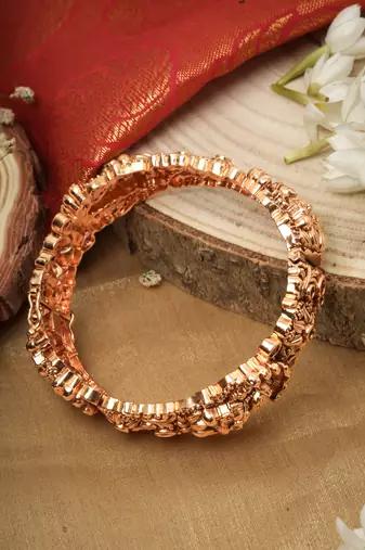 Gold Plated Laxmi Motif Bangles