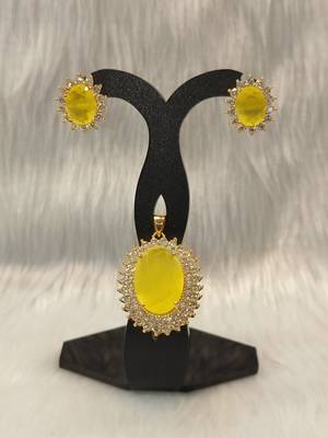 Mannat raj pearls & jewellers hyderabadi cubic zircon (cz) exclusive designer pendant set 1