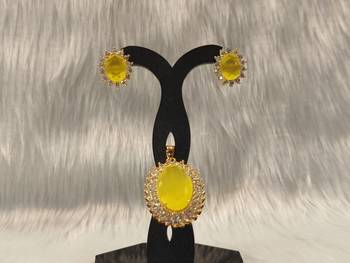 Mannat raj pearls & jewellers hyderabadi cubic zircon (cz) exclusive designer pendant set 2