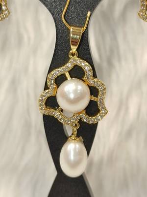 Mannat raj pearls & jewellers natural fresh water pearls hyderabadi pearls elegant designer pendant set 3