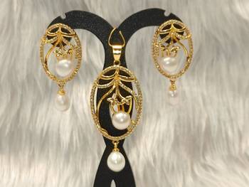 Mannat raj pearls & jewellers natural fresh water pearls hyderabadi pearls daily wear designer pendant set 2