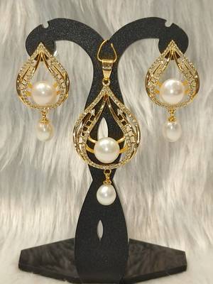 Mannat raj pearls & jewellers natural fresh water pearls hyderabadi pearls daily wear designer pendant set 1