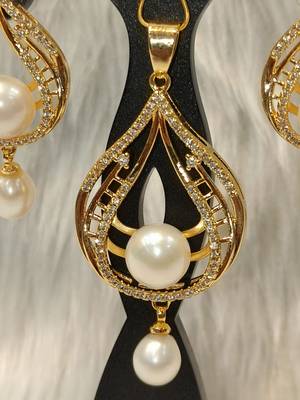 Mannat raj pearls & jewellers natural fresh water pearls hyderabadi pearls daily wear designer pendant set 3