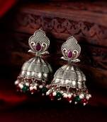 Classy latest oxidised multicolor stone studded jumkhi earrings for women and girls