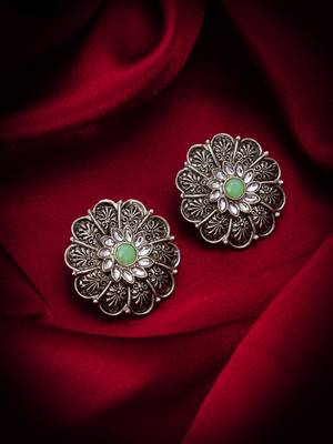 Classy latest oxidised round stud for women and girls 1