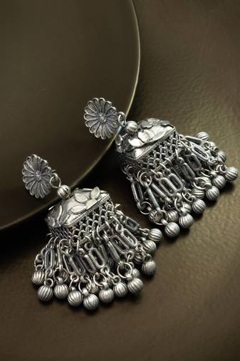 Silver toned drop earrings for women and girls