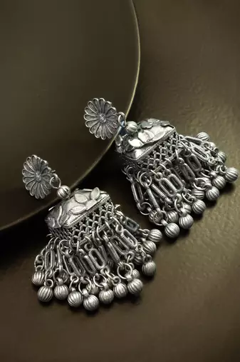 Silver toned drop earrings for women and girls