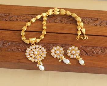 Gold platted kempu necklace set 2