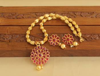 Gold platted kempu necklace set 1