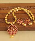 Gold platted kempu necklace set