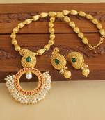 Gold platted mango kempu necklace set