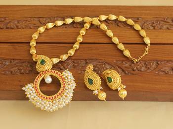 Gold platted mango kempu necklace set 2