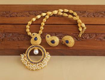 Gold platted mango kempu necklace set 1