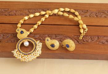 Gold platted mango kempu necklace set 2