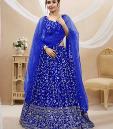  blue sequins georgette lehenga set choli with dupatta