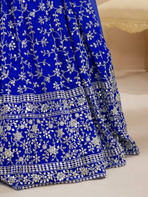  blue sequins georgette lehenga set choli with dupatta 6