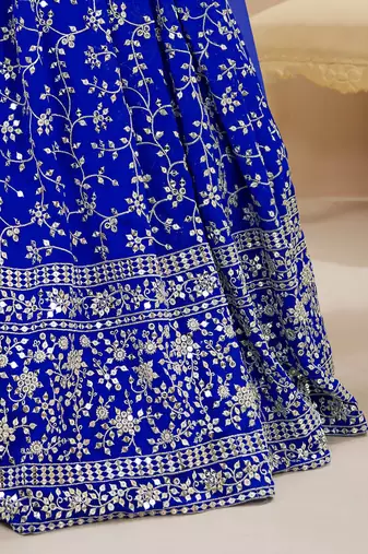  blue sequins georgette lehenga set choli with dupatta