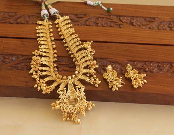 Gold platted peacock temple kempu necklace set 3