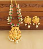 Gold platted lakshmi kempu necklace set