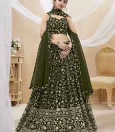 bewitching green embroidered georgette mehendi lehenga set choli with dupatta