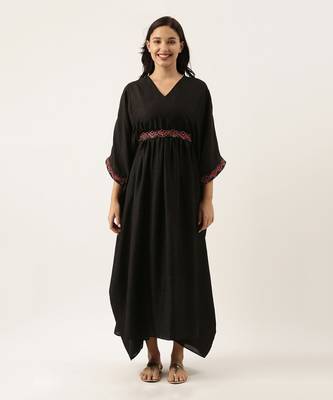 Black Silk Kaftan Dress 1