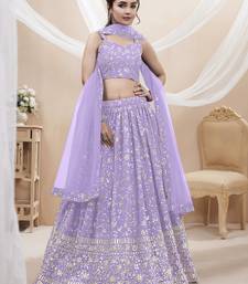 lavender sequins georgette lehenga set choli with dupatta with dupatta