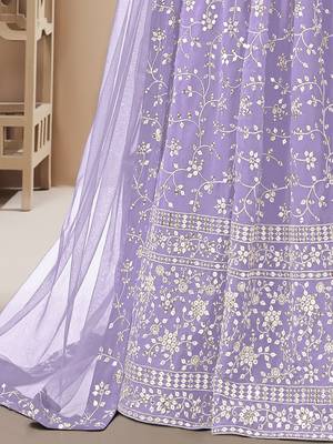 lavender sequins georgette lehenga set choli with dupatta with dupatta 6