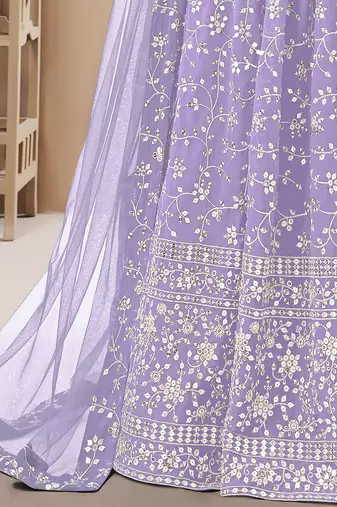 lavender sequins georgette lehenga set choli with dupatta with dupatta