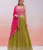 Lovely Mustard Sequins Georgette Haldi Wear Lehenga Choli