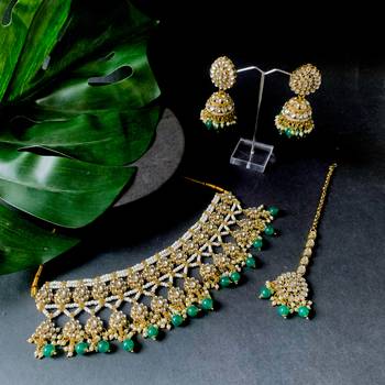 traditional kundan pearl choker necklace jewellery with jhumki earrings set for women & girls  1