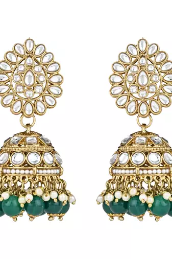 traditional kundan pearl choker necklace jewellery with jhumki earrings set for women & girls 