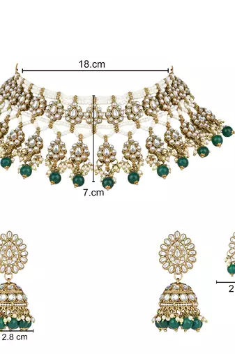 traditional kundan pearl choker necklace jewellery with jhumki earrings set for women & girls 