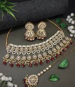 I jewels traditional kundan pearl choker necklace jewellery with jhumki earrings set for women & girls 
