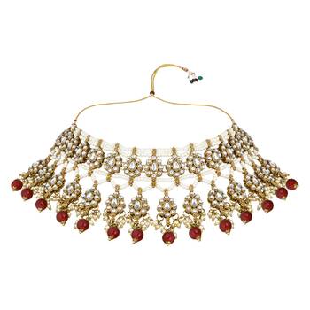 I jewels traditional kundan pearl choker necklace jewellery with jhumki earrings set for women & girls  2