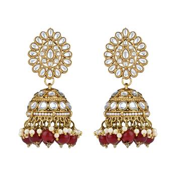 I jewels traditional kundan pearl choker necklace jewellery with jhumki earrings set for women & girls  3