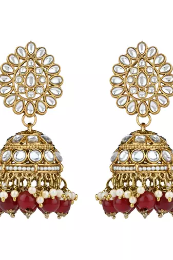 I jewels traditional kundan pearl choker necklace jewellery with jhumki earrings set for women & girls 
