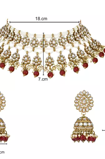 I jewels traditional kundan pearl choker necklace jewellery with jhumki earrings set for women & girls 