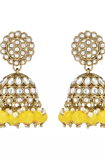 traditional kundan pearl choker necklace with jhumki earrings & maang tikka set 