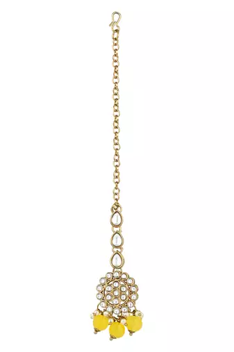 traditional kundan pearl choker necklace with jhumki earrings & maang tikka set 