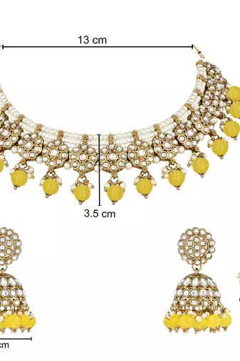 traditional kundan pearl choker necklace with jhumki earrings & maang tikka set 